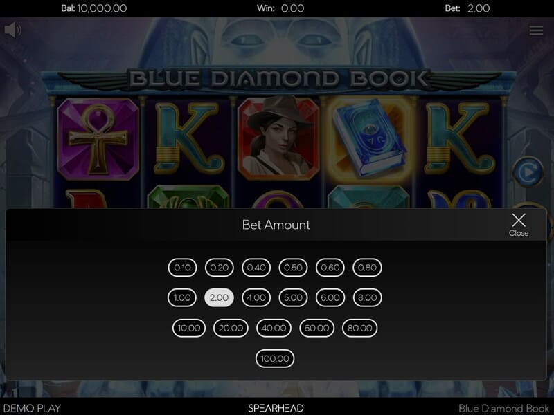 Símbolos de la tragaperras Blue Diamond Book en línea